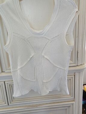 Dior White/off White Sculptural Ribbed Tank Top